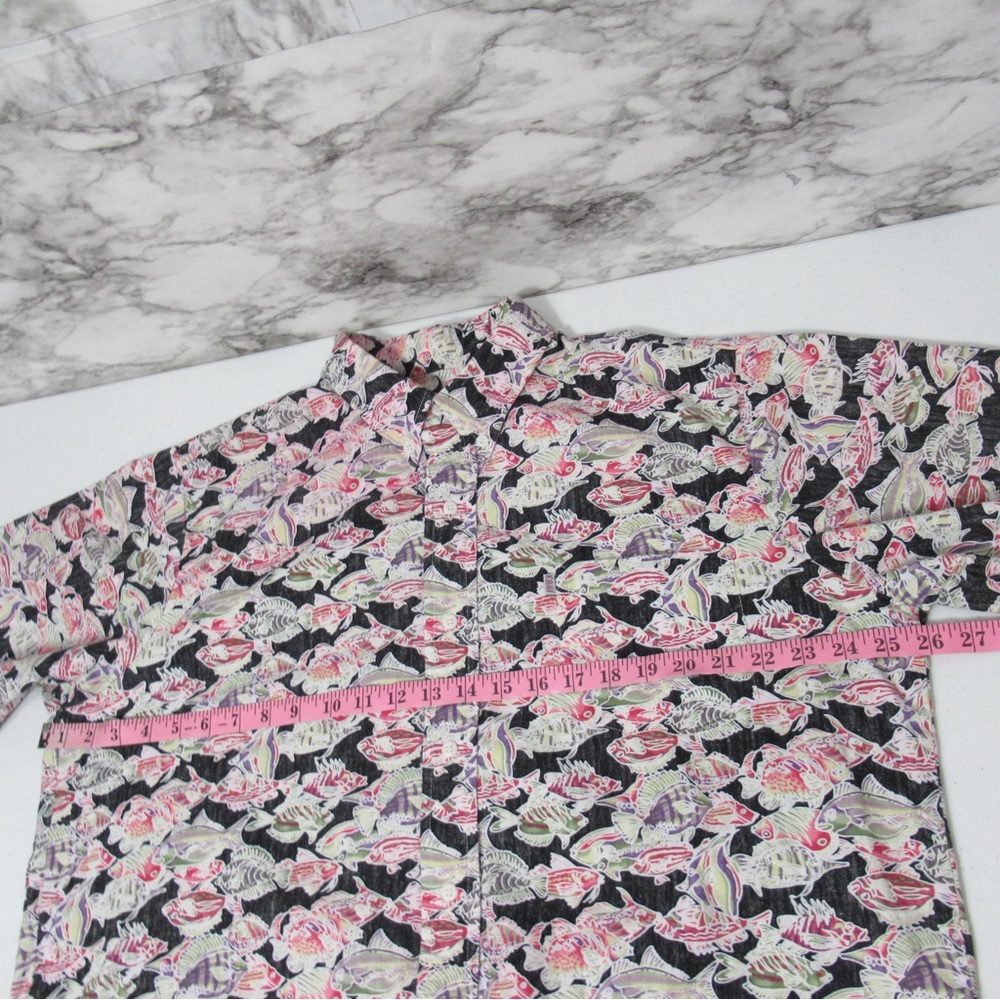 Fish Print Hawaiian Short Sleeve Button Down Shirt Size XL - Picture 10 of 13